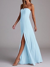 economico Abiti da damigella-Abito da damigella a trapezio, scollo a V, maniche lunghe, elegante, strascico a ruota in chiffon con pieghe e volant 2025