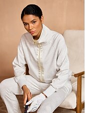 cheap Sweatshirt &amp; Outerwear-Women&#039;s Golf Jacket Dark Grey Black White Long Sleeve Top Ladies Golf Attire Clothes Outfits Wear Apparel