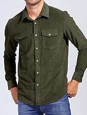 economico Giubbotti e cappotti da uomo-Per uomo Giacca Camicia Giacca di transizione Quotidiano Leggero Tasca Primavera Autunno Semplice Casual Bavero Regolare Nero Verde militare Caffè Giacca