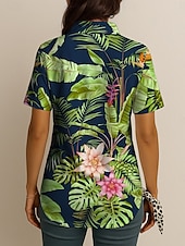 olcso Női nyári felsők-Női Ing Grafika Falevél Hawaii Szüret Tropikus Napi Ujjatlan Rövid ujjú Állógallér Normál felsők Napi Rubin Medence Bíbor Lóhere Világoskék Nyár Tavasz
