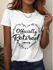 cheap Humor&amp;Quotes tee-Women&#039;s T Shirt Retired Graphic Letter Vintage Stylish Classic Short Sleeve Crew Neck Regular Tops Daily Weekend Print Black White Pink Blue Purple Summer