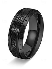 cheap Men&#039;s Jewelry-Men&#039;s Viking Stainless Steel Ring with Nordic Runes and Celtic Knot Design, Vintage Norse Style Band for Bikers and Cosplay