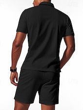 olcso Vakáció-Férfi Pólóingek Quarter Zip Polo Szabadtéri Hétköznapi viselet Hajtóka Rövid ujjú Divat Hawaii Sima 2 db Nyár Normál Fekete Fehér Sötétkék Királykék Lóhere Khakizöld Pólóingek