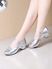 preiswerte Lateinamerikanische Schuhe-Damen-Tanzschuhe mit goldener Glitzerspitze und Doppelriemen – professionelle Standard-Latein-Tanzschuhe mit niedrigem Absatz für Auftritte und Tanzkurse