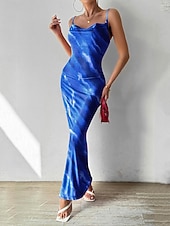 olcso Elegáns virágos ruhák-Női Midi ruha Boho esküvői vendégruha Elegáns Csehország Szexi Bodycon ruha Bohém Ujjatlan Spagettipánt Világos rózsaszín aqua kék Medence Sötétzöld Nyár