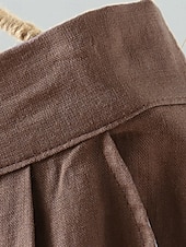 economico Pantaloni in lino e cotone semplici-Shorts da Donna Colore Unito Chinos Base Casual Lunghezza Ginocchio Vita Alta Semplice Tasca Comfort Micro-elastico Quotidiano Grigio Beige Caffè Estate Vestibilità Normale