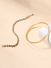 preiswerte Damenarmband-Goldfarbenes Kristallarmband-Set für Damen – elegante Stapelarmreifen für Partys, Verabredungen und den Alltag