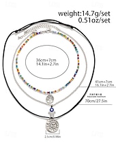 cheap Women&#039;s Necklace-Women&#039;s Western Layered Turquoise Beaded Necklace Set – Boho Statement Jewelry with Cactus &amp; Teardrop Charms, Ideal for Festivals, Country Concerts and Casual Wear