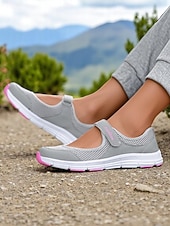 cheap Women's Sneakers-Women's Breathable Mesh Walking Shoes with Magic Tape Strap – Lightweight Athletic Flats, Great for Outdoor Fitness, Travel Hikes, Casual Errands &amp; Active Lifestyles