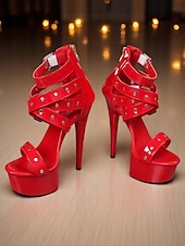 ieftine Petrecere de noapte-Tocuri albe cu platformă și barete pentru femei, cu stiletto înalt - pantofi la modă, sexy, pentru petreceri în timpul nopții