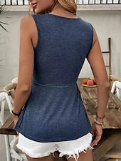 ieftine Top simplu-Camisole Femei Culoare Unică Simplă Elegantă Casual Fără Mâneci Gât În V Topuri Regulate Zi cu Zi Sărbătoare Strâns Alb Albastru Portocaliu Verde Gri Vară Primăvară