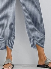 economico Pantaloni Grafici-Per donna Chinos Pantaloni Larghi Shorts da Spiaggia Pantaloni Corti Vacanza Vintage Stile Etnico Lunghezza alla caviglia Vita Alta Grafico A righe Coulisse Patchwork Gamba larga Morbido Traspirante