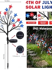  1 Pc Lumière de Jardin Extérieure Étanche Solaire Patriotiques pour le 4 Juillet Jour de l'Indépendance 250ème Anniversaire Jour du Souvenir Lumière en Étoile à Cinq Pattes Rouge Blanc Bleu