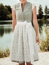 voordelige Dirndl-Oktoberfest Jurken Dirndl Trachtenkleider hulp in de huishouding Bavarian Duits Weiden Dames Doek in traditionele stijl Kleding Schort Zonder blouse