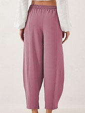 Недорогие широкие ноги и высокая талия-Жен. Брюки Мода Уличный стиль Полная длина Средняя талия Полотняное плетение Карман Эластичный шнурок На открытом воздухе Удобный на открытом воздухе Отпуск