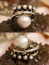 cheap Women&#039;s Rings-Women&#039;s Vintage Pearl Ring - Bohemian Style, Perfect for Casual and Beach Wear