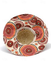 cheap Women&#039;s Hats-Women&#039;s Wide Brim Straw Sun Hat with Colorful Ethnic Print Bow – Boho Style Foldable Beach Hat for Summer Travel and Vacation