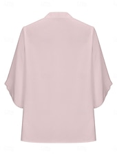 billige Kvinne Enkle Topper-Dame Skjorte Helfarge Stilfull Fritid 3/4 ermer V-hals Vanlige topper Daglig Hvit Rosa Blå Grå Sommer