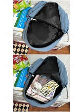 abordables Sacs à dos de Collège-Sac à dos d&#039;école unisexe en nylon de couleur unie avec design multi-poches - sac à dos léger et minimaliste pour adolescents et étudiants