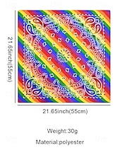 abordables Accesorios para el cabello de mujer-Bufanda unisex con estampado de arcoíris y paisley: un accesorio LGBTQ+ colorido para festivales, desfiles y uso diario.