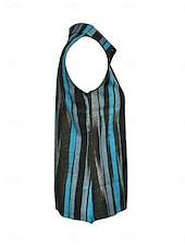cheap Stripe&amp;Geometric Tank Top-Women&#039;s Camisole Tank Top Striped Daily Casual Sleeveless V Neck Regular Tops Daily Buttons Print Yellow Red Blue Summer Spring