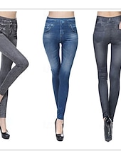 economico Leggings semplici-Per donna Leggings Vacanza Vintage Streetwear Lungo Vita Alta Semplice Stampa Comodo Morbido Confortevole Elasticizzato All'aperto Streetwear Blu Nero Grigio Estate Aderente