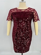 preiswerte Teelänge-Kleid Brautmutter Kleid Elegant Rundhalsausschnitt Tee Länge Spitze Kurzarm mit Pailletten
