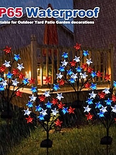  1 Pc Lumière de Jardin Extérieure Étanche Solaire Patriotiques pour le 4 Juillet Jour de l'Indépendance 250ème Anniversaire Jour du Souvenir Lumière en Étoile à Cinq Pattes Rouge Blanc Bleu