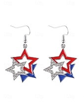 cheap Women&#039;s Earring-Women&#039;s Patriotic American Flag Earrings - Red, White and Blue Earrings, Multiple Looks for Women, Perfect for 4th of July and National Holidays, Stylish American Flag Jewelry Collection
