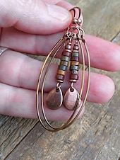 Χαμηλού Κόστους Γυναικείο Σκουλαρίκι-Γυναικεία σκουλαρίκια boho chic με πολύχρωμες χάντρες και χρυσό οβάλ σχέδιο, ιδανικά για casual ντύσιμο και καλοκαιρινά φεστιβάλ