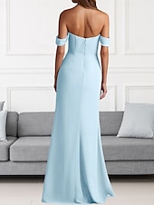 economico Abiti da damigella-Abito da Damigella A-Line Collo a V Manica Lunga Elegante Treno di Spazzata  Strascico Chiffon con Pieghe  Volant