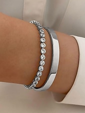 preiswerte Damenarmband-Goldfarbenes Kristallarmband-Set für Damen – elegante Stapelarmreifen für Partys, Verabredungen und den Alltag