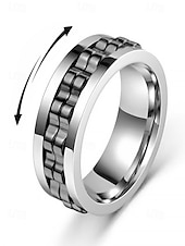 economico Gioielli da uomo-Anello girevole da uomo in acciaio inossidabile - disponibile in nero, argento e oro con design a catena per alleviare lo stress e per un uso quotidiano elegante, regalo perfetto per la festa del papà