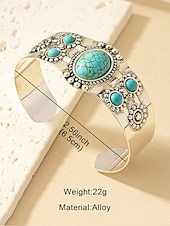 abordables Bracelet pour femme-Bracelet manchette vintage en or pour femme avec pierres turquoises – Bracelet réglable de style bohème pour dames, idéal pour les tenues décontractées, les fêtes et les festivals d&#039;été