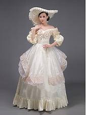 abordables Robes-ancien Rococo Renaissance Maxi Robe Normal Juliette Princesse Mariée Plissé Volanté Princesse Col rond Déguisement Femmes Halloween Carnaval Mascarade Performance Soirée Halloween Adultes Toutes