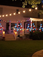  1 Pc Lumière de Jardin Extérieure Étanche Solaire Patriotiques pour le 4 Juillet Jour de l'Indépendance 250ème Anniversaire Jour du Souvenir Lumière en Étoile à Cinq Pattes Rouge Blanc Bleu