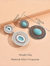 cheap Women&#039;s Earring-Women&#039;s Bohemian Turquoise Drop Earrings – Vintage Western Style Statement Jewelry with Feather and Bead Details for Parties, Festivals and Casual Wear