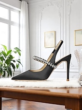 baratos cocktail-Sapatos de salto alto slingback de cetim champanhe com strass - elegantes saltos agulha de bico fino para coquetéis e ocasiões formais