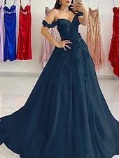 levne Plesové šaty-Šaty A-line Plesové šaty Elegantní šaty Formální s vlečkou Bez rukávů Srdíčkový výstřih Tyl se záhyby Flitrové aplikace Masquerade šaty