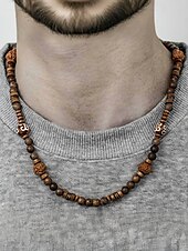 abordables Bijoux pour hommes-Collier de perles en bois naturel pour homme – Bijoux tribaux bohèmes faits à la main pour le yoga, la méditation, les festivals et le quotidien