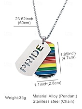 baratos Jóias Masculinas-Colar masculino LGBTQIA+ com estampa de arco-íris e recortes do orgulho - corrente com pingente de aço inoxidável, joia festiva ousada para o mês do orgulho, desfiles LGBTQIA+ e expressão cotidiana