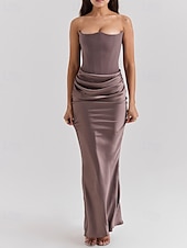 abordables Robes de Diplôme-Femmes Robe Longue Maxi Robe Robe Blanche Robe de remise des diplômes Robe de Bal Robe de Soirée Élégant Mode Soirée Occasion Spéciale Coupe régulière Uni Sans manches Sans bretelles Noir Blanche