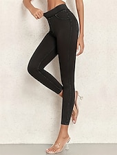 olcso Sima leggings-Női Jeggings Szabadság Szüret Etnikai stílus Teljes hossz Magas derék Magas vágás Mokaszinok Légáteresztő Gyors szárítás Nyúlós Szabadtéri Jóga Utca Fekete Medence Sötétkék Nyár Karcsúsított