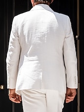 abordables Costumes décontractés-costumes décontractés en lin pour hommes blancs mode d&#039;été décontracté couleur unie coupe standard 2 pièces simple boutonnage deux boutons