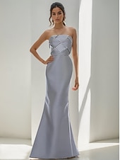 ieftine albastru-Trompetă / Sirenă Rochii de seara Elegant Rochie Oficial Nuntă Lungime Podea Manșon scurt Bretele Spagheti Cureaua / Sash Satin cu Volane Șal 2025