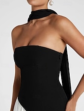 preiswerte Abschlusskleider-Damen Langes Kleid Maxikleid Weißes Kleid Abschlusskleid Partykleid Mode Party Abendgesellschaft Ausgehen Normale Passform Einfach Ärmellos Trägerlos Weiß Gelb Wein Marineblau Sommer