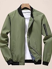 お買い得  メンズジャケット＆コート-男性用 ボンバージャケット トランジションジャケット スポーツ・アウトドア 防風 クラシック オールシーズン 純色 クラシック・タイムレス クルーネック レギュラー ブラック ルビーレッド グリーン カーキ色 ダークブルー ジャケット
