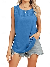 olcso Egyszerű ujjatlan felső-Női Camisole Tank Top Tömör szín Napi Stílusos Alap Ujjatlan Terített nyak Normál felsők Napi Arcpír rózsaszín Bor Medence Lóhere Nyár