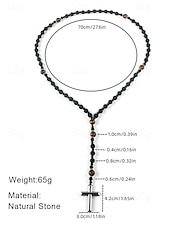 Недорогие Мужские украшения-мужское ожерелье с крестом из черного лавового камня и тигрового глаза – духовное ожерелье из нержавеющей стали с бусинами регулируемой длины, идеальный подарок на день отца для повседневной и религиозной носки