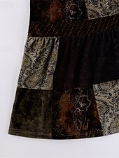 economico Gonne grafiche-Per donna Gonna Linea A Svasato Casual Boho Maxi Vita Alta Gonne Blocco di colori Patchwork Vacanza Ferie Marrone Estate Poliestere